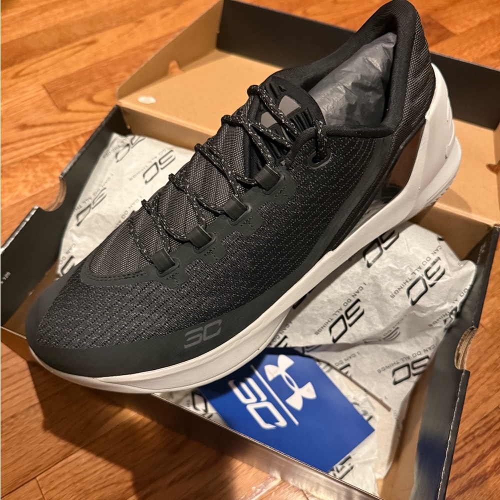 Under Armour Black and White Athletic Sneakers Curry 3